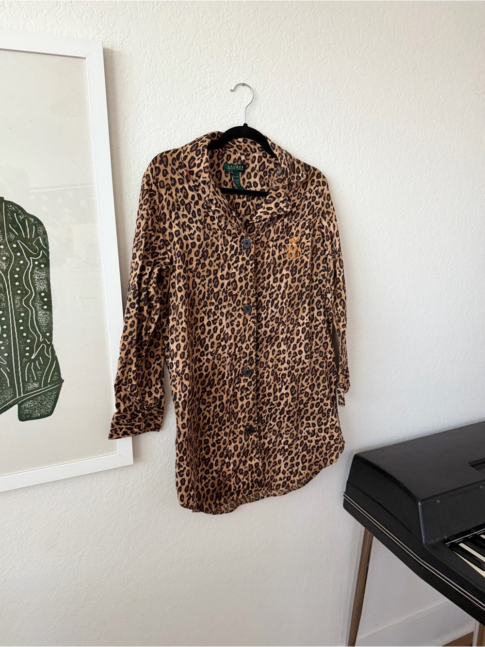 Lauren Ralph Lauren Woman’s Leopard Print Button-Down Nightgown - Tan/Brown